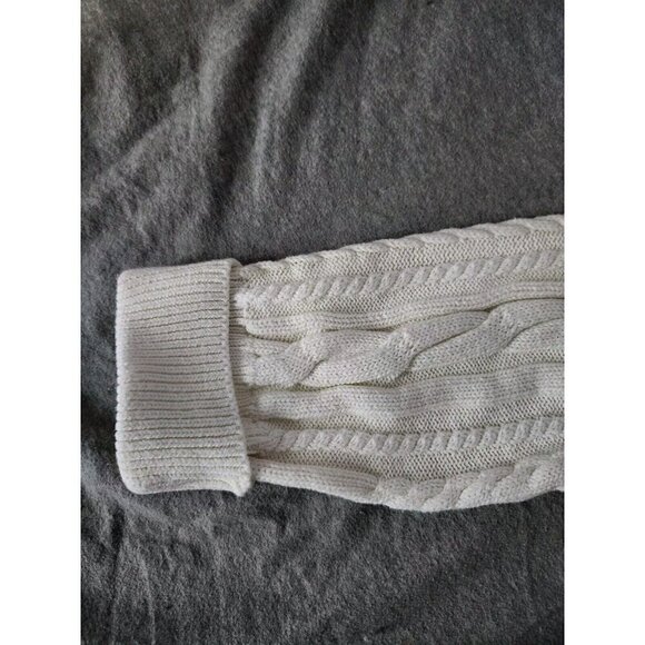 Nicole Miller White Cropped Cable Knit Sweater Cuffed Wrists XL - Picture 6 of 6
